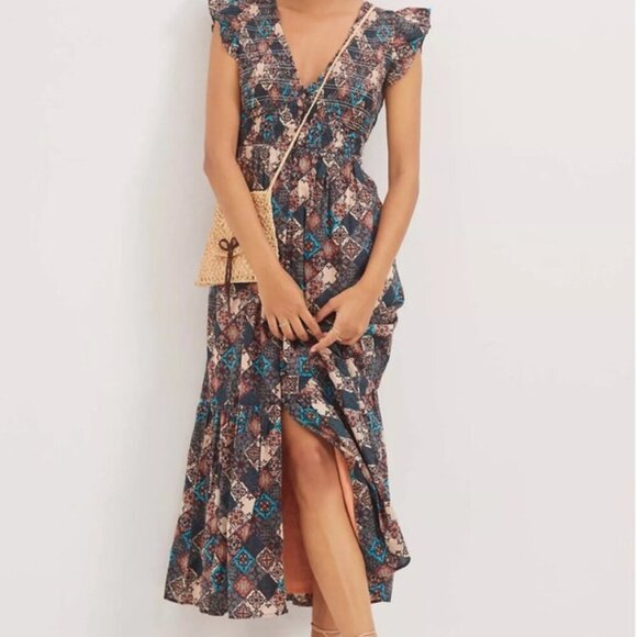 Anthropologie Dresses & Skirts - Anthropologie Peregrine Midi Dress Smocked Patterned S